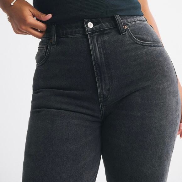 Abercrombie & Fitch Curve Love Ultra High Rise 90s Straight Jeans sz 26 Vent Hem - Picture 5 of 16